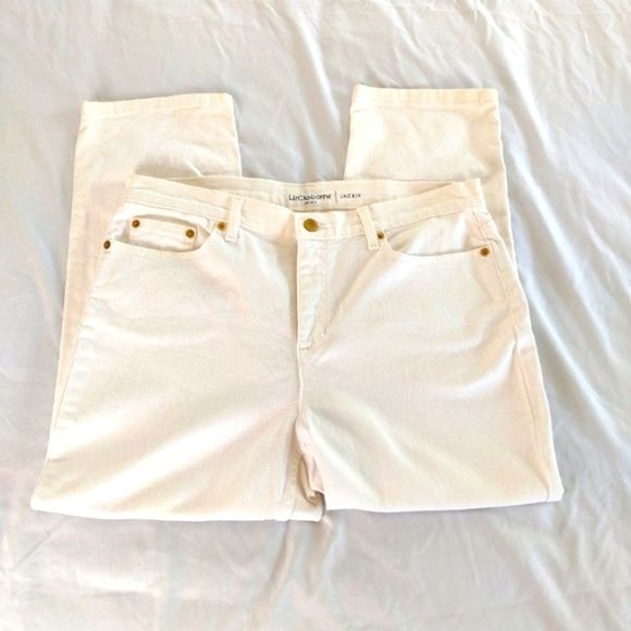 Liz Claiborne Denim White highrise Jackie Cut Jeans size 35 waist 25 inseam - Picture 2 of 7